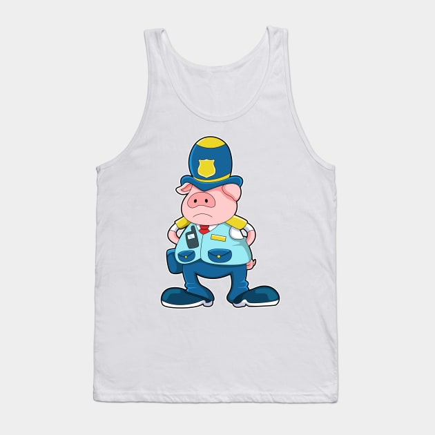 Pig as Police officer with Police Uniform & Hat Tank Top by Markus Schnabel